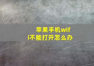 苹果手机wifi不能打开怎么办