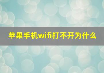 苹果手机wifi打不开为什么