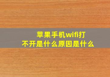 苹果手机wifi打不开是什么原因是什么