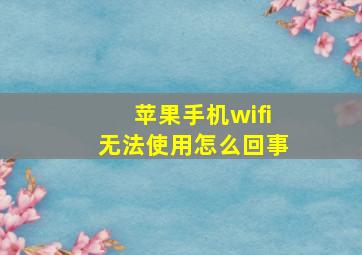 苹果手机wifi无法使用怎么回事