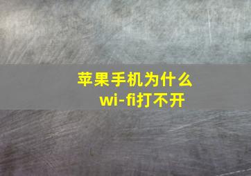 苹果手机为什么wi-fi打不开