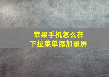 苹果手机怎么在下拉菜单添加录屏