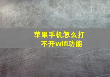 苹果手机怎么打不开wifi功能