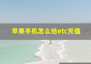 苹果手机怎么给etc充值