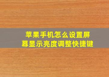 苹果手机怎么设置屏幕显示亮度调整快捷键