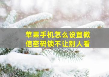 苹果手机怎么设置微信密码锁不让别人看