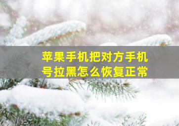 苹果手机把对方手机号拉黑怎么恢复正常