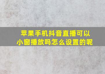 苹果手机抖音直播可以小窗播放吗怎么设置的呢