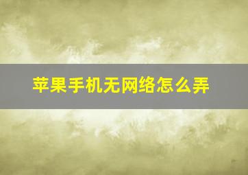 苹果手机无网络怎么弄