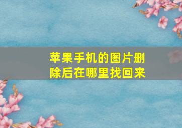 苹果手机的图片删除后在哪里找回来