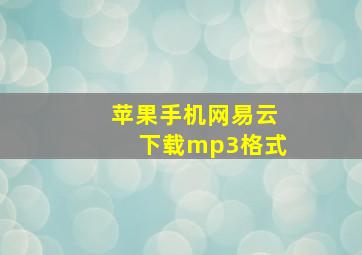 苹果手机网易云下载mp3格式