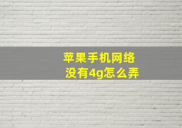 苹果手机网络没有4g怎么弄