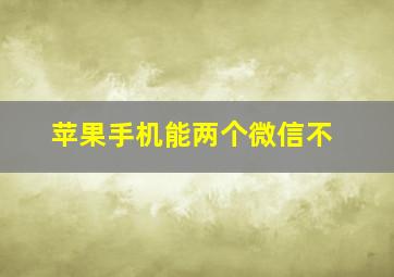 苹果手机能两个微信不