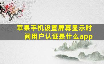 苹果手机设置屏幕显示时间用户认证是什么app