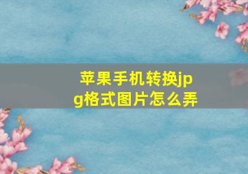 苹果手机转换jpg格式图片怎么弄