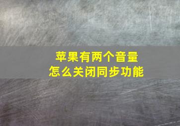 苹果有两个音量怎么关闭同步功能