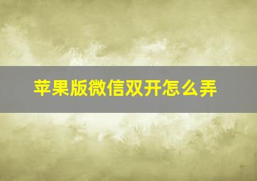 苹果版微信双开怎么弄