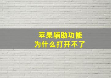 苹果辅助功能为什么打开不了