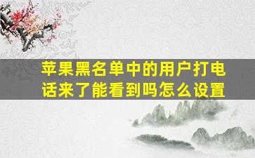 苹果黑名单中的用户打电话来了能看到吗怎么设置