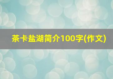 茶卡盐湖简介100字(作文)