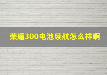 荣耀300电池续航怎么样啊