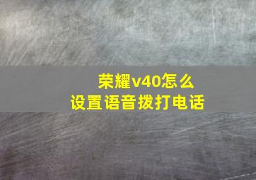 荣耀v40怎么设置语音拨打电话