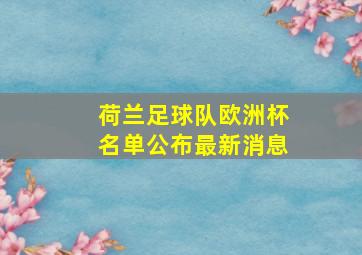 荷兰足球队欧洲杯名单公布最新消息