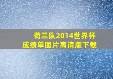 荷兰队2014世界杯成绩单图片高清版下载