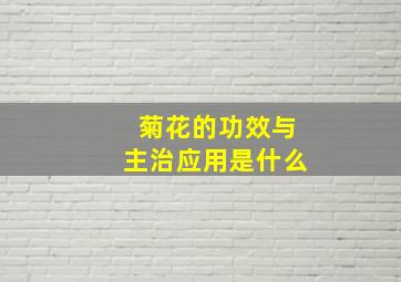 菊花的功效与主治应用是什么