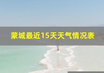 蒙城最近15天天气情况表