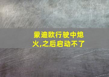 蒙迪欧行驶中熄火,之后启动不了