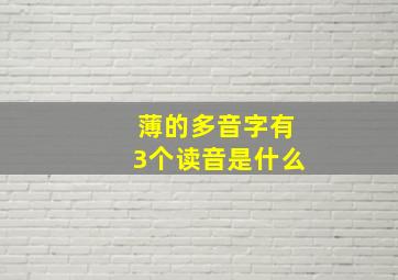 薄的多音字有3个读音是什么