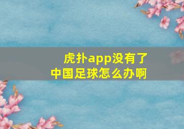 虎扑app没有了中国足球怎么办啊