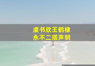 虞书欣王鹤棣永不二搭声明