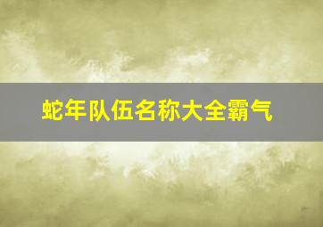 蛇年队伍名称大全霸气