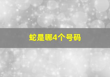 蛇是哪4个号码