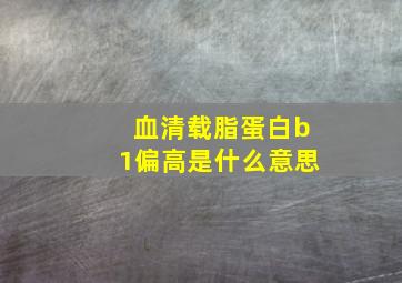 血清载脂蛋白b1偏高是什么意思