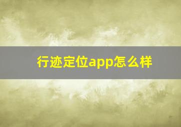 行迹定位app怎么样