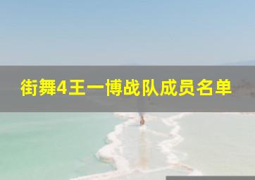 街舞4王一博战队成员名单