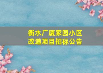 衡水广厦家园小区改造项目招标公告