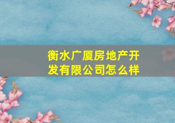 衡水广厦房地产开发有限公司怎么样