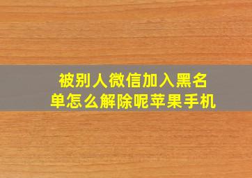 被别人微信加入黑名单怎么解除呢苹果手机