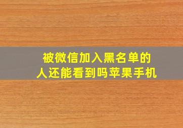 被微信加入黑名单的人还能看到吗苹果手机