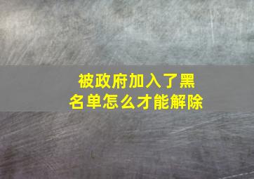 被政府加入了黑名单怎么才能解除