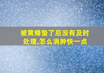 被黄蜂蛰了后没有及时处理,怎么消肿快一点