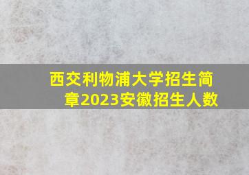 西交利物浦大学招生简章2023安徽招生人数