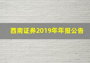 西南证券2019年年报公告