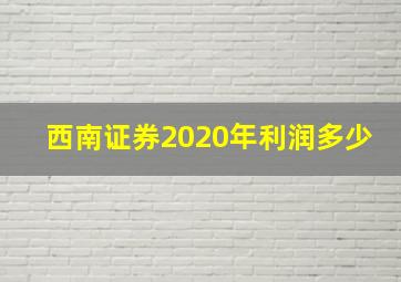 西南证券2020年利润多少