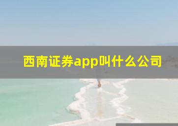 西南证券app叫什么公司