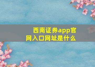 西南证券app官网入口网址是什么